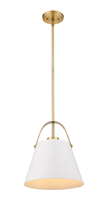 Z-Lite 726P-MW+HBR One Light Pendant, Matte White + Heritage Brass