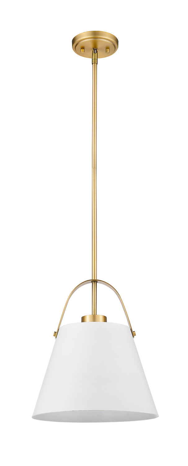 Z-Lite 726P-MW+HBR One Light Pendant, Matte White + Heritage Brass