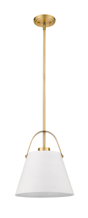 Z-Lite 726P-MW+HBR One Light Pendant, Matte White + Heritage Brass