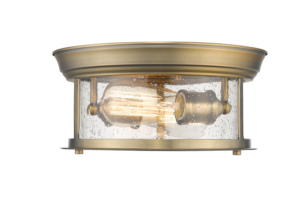 Z-Lite 727F10-HBR Two Light Flush Mount, Heritage Brass