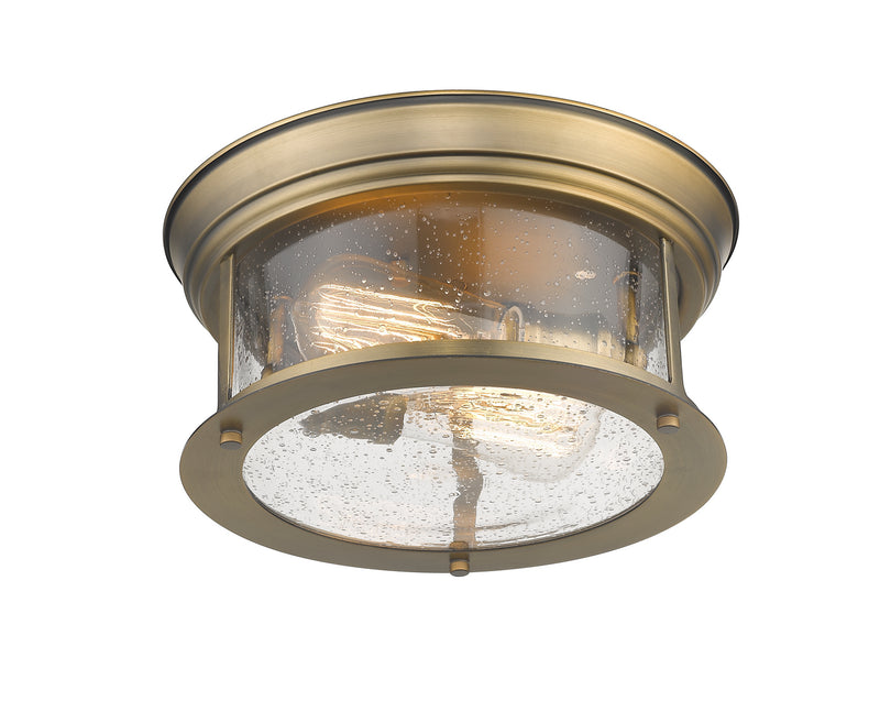 Z-Lite 727F10-HBR Two Light Flush Mount, Heritage Brass