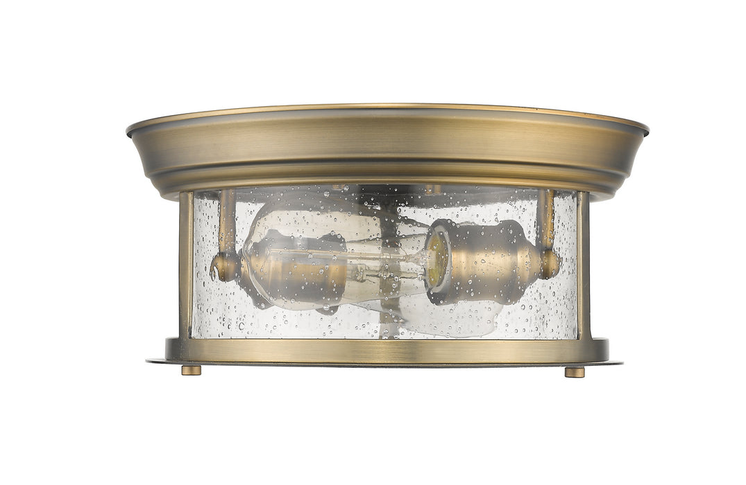 Z-Lite 727F10-HBR Two Light Flush Mount, Heritage Brass