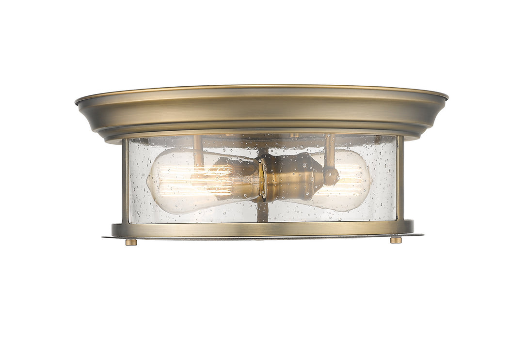 Z-Lite 727F13-HBR Two Light Flush Mount, Heritage Brass