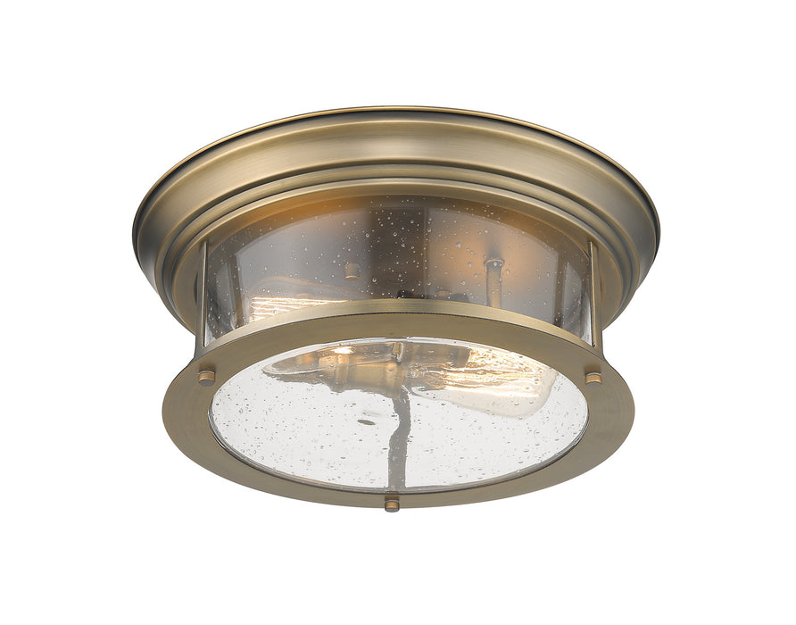 Z-Lite 727F13-HBR Two Light Flush Mount, Heritage Brass