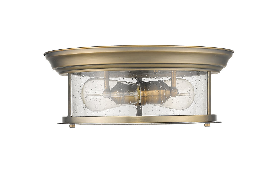 Z-Lite 727F13-HBR Two Light Flush Mount, Heritage Brass