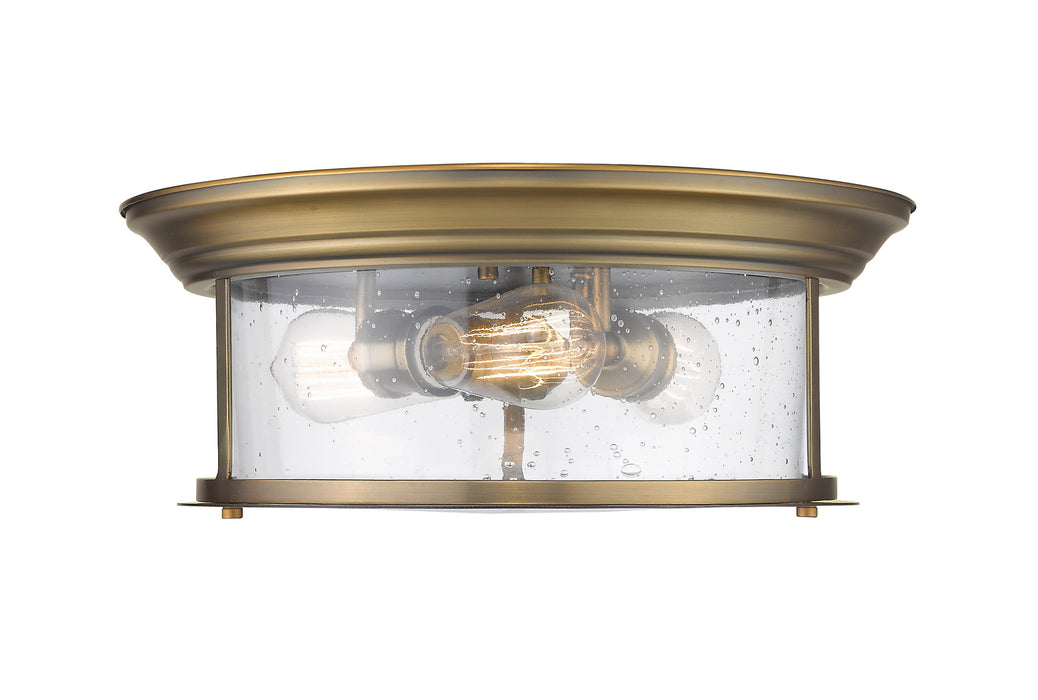 Z-Lite 727F16-HBR Three Light Flush Mount, Heritage Brass