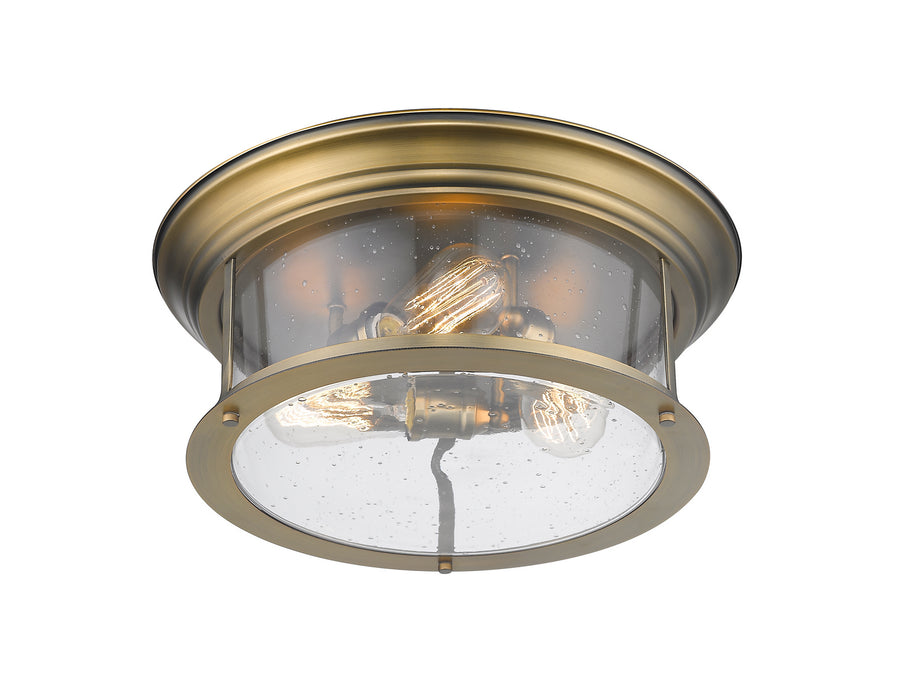 Z-Lite 727F16-HBR Three Light Flush Mount, Heritage Brass