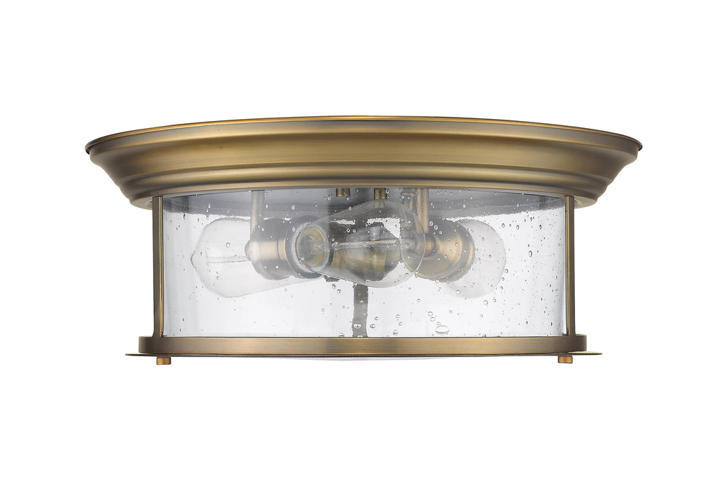 Z-Lite 727F16-HBR Three Light Flush Mount, Heritage Brass