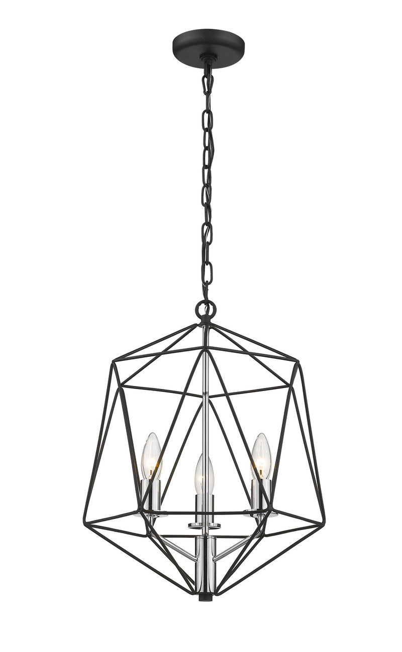 Z-Lite 918-14MB-CH Three Light Chandelier, Matte Black + Chrome