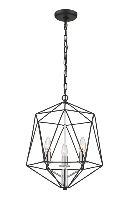 Z-Lite 918-14MB-CH Three Light Chandelier, Matte Black + Chrome