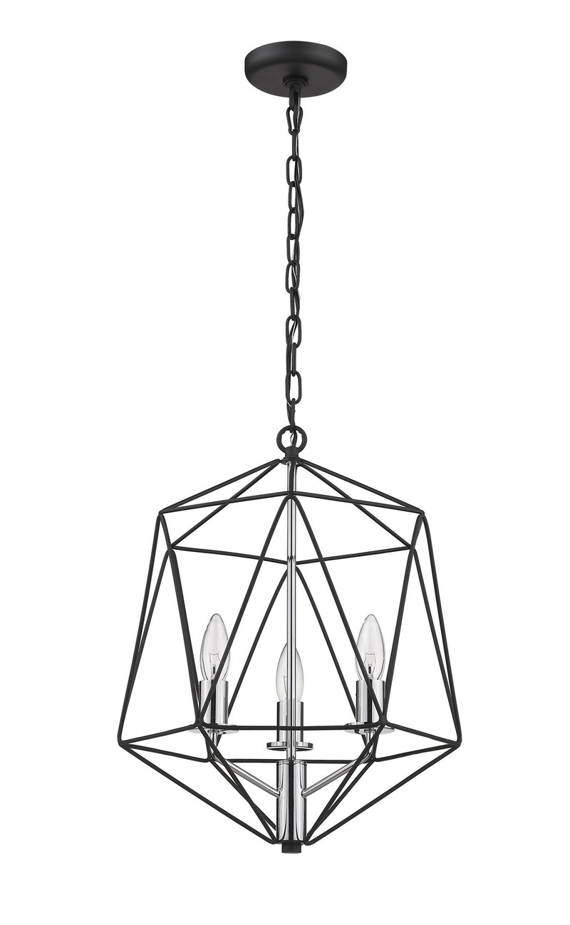 Z-Lite 918-14MB-CH Three Light Chandelier, Matte Black + Chrome
