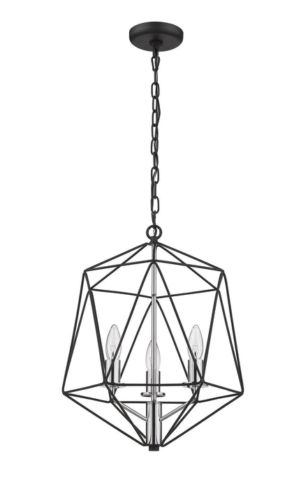 Z-Lite 918-14MB-CH Three Light Chandelier, Matte Black + Chrome