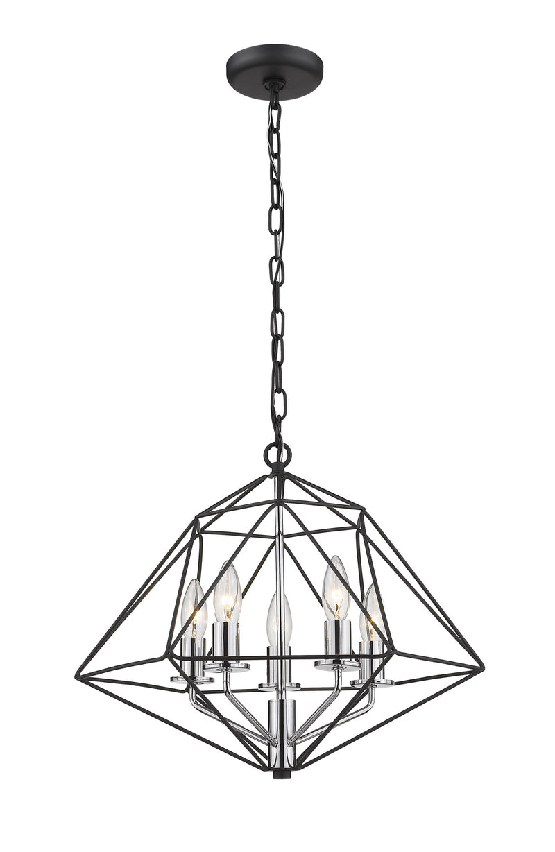 Z-Lite 918-18MB-CH Five Light Chandelier, Matte Black + Chrome