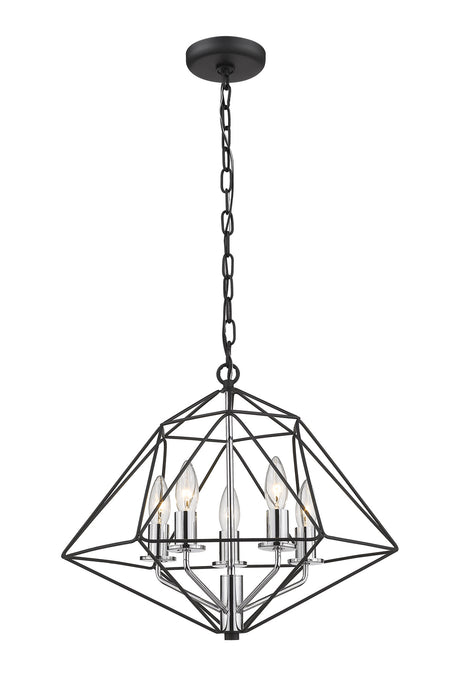 Z-Lite 918-18MB-CH Five Light Chandelier, Matte Black + Chrome