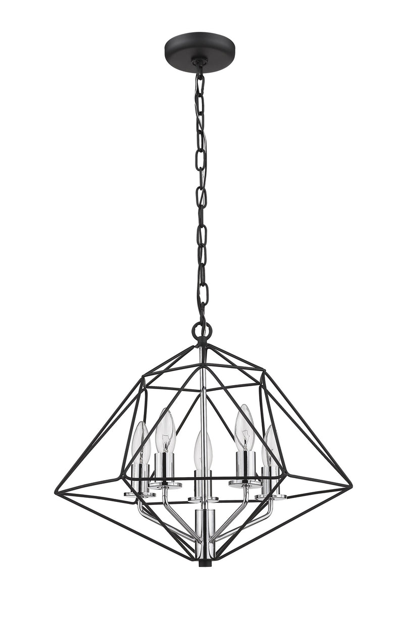Z-Lite 918-18MB-CH Five Light Chandelier, Matte Black + Chrome