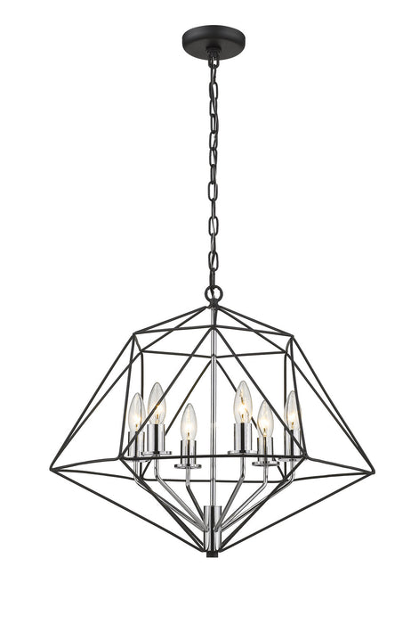 Z-Lite 918-22MB-CH Six Light Chandelier, Matte Black + Chrome (Open Box - Final Sale)