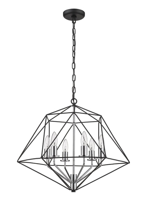 Z-Lite 918-22MB-CH Six Light Chandelier, Matte Black + Chrome (Open Box - Final Sale)