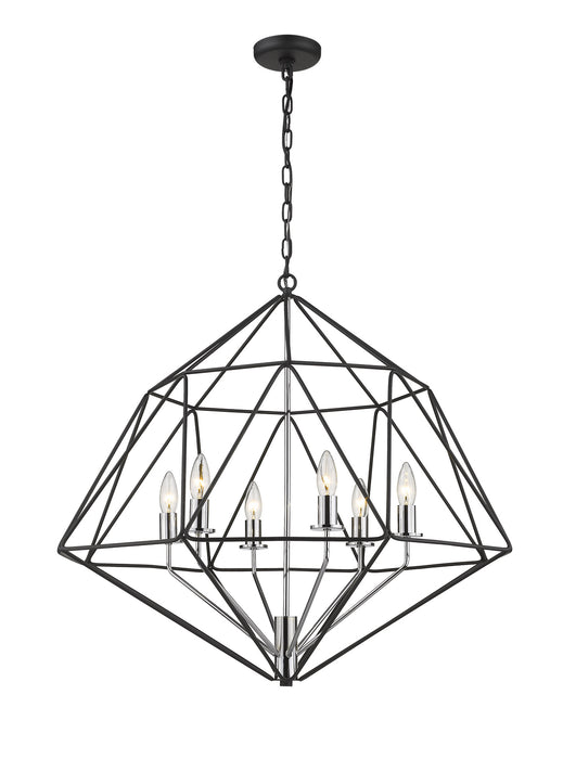 Z-Lite 918-30MB-CH Six Light Chandelier, Matte Black + Chrome