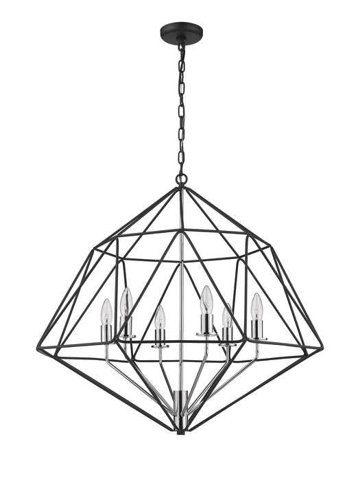 Z-Lite 918-30MB-CH Six Light Chandelier, Matte Black + Chrome