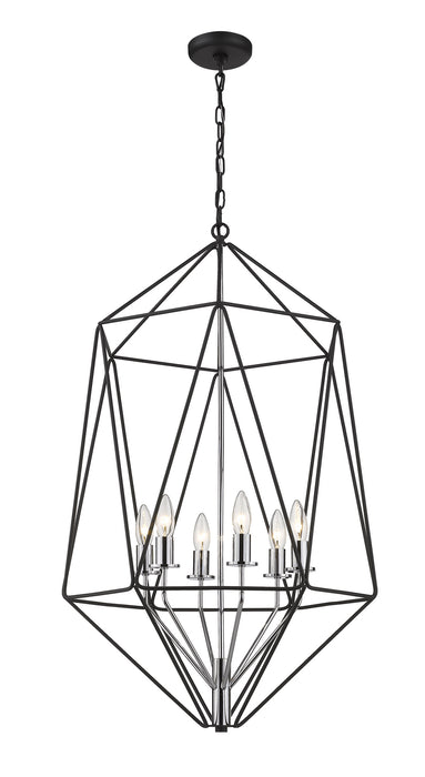 Z-Lite 918-35MB-CH Six Light Chandelier, Matte Black + Chrome