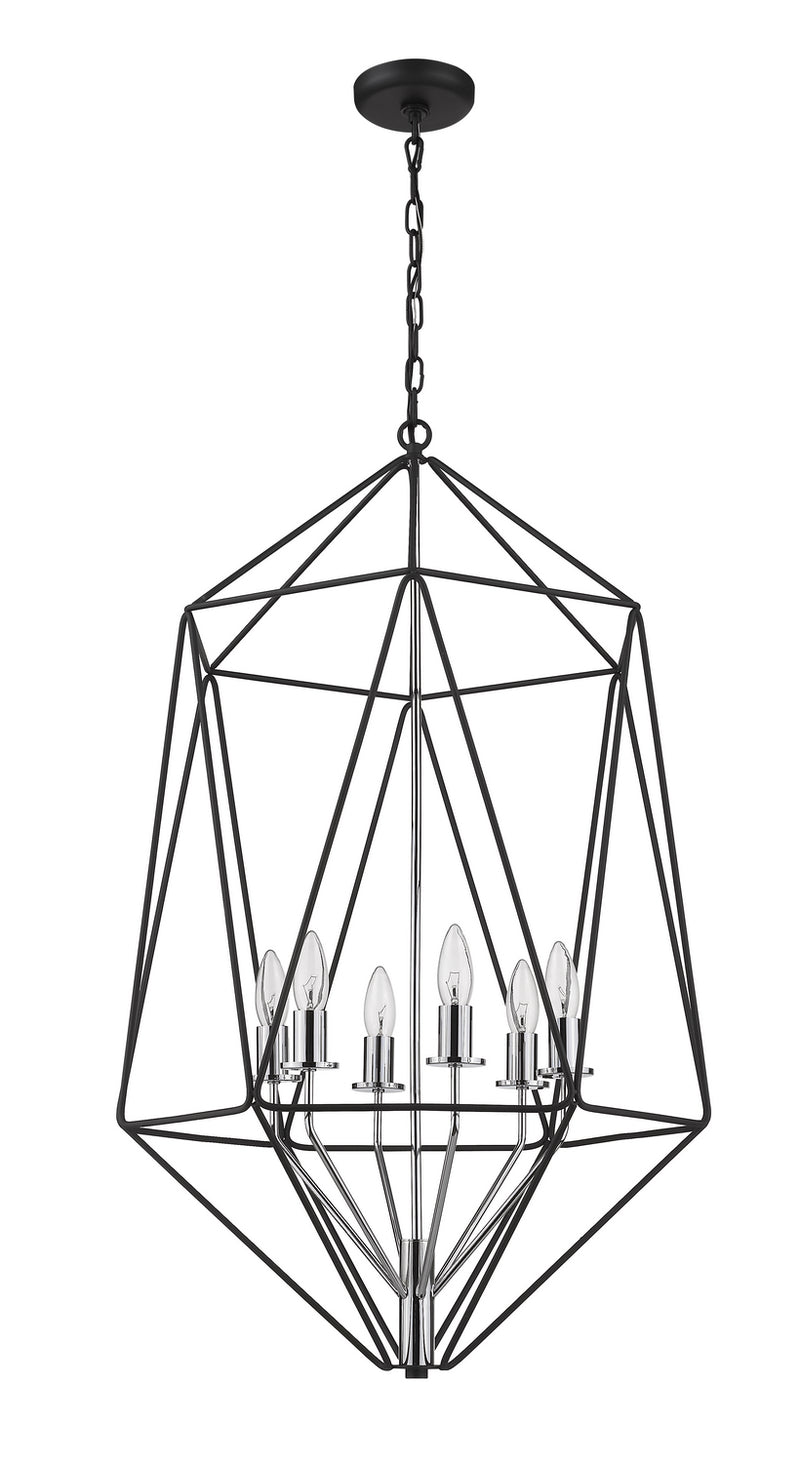 Z-Lite 918-35MB-CH Six Light Chandelier, Matte Black + Chrome
