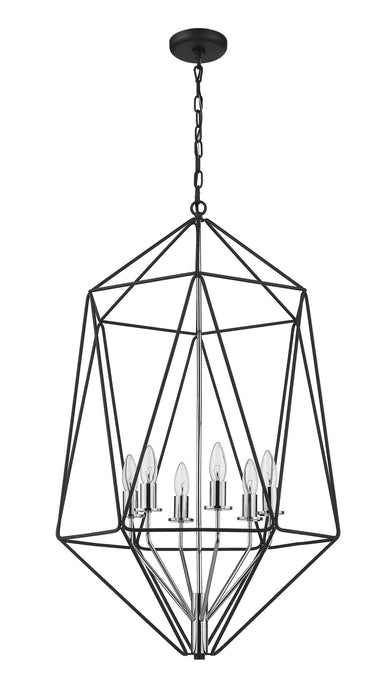 Z-Lite 918-35MB-CH Six Light Chandelier, Matte Black + Chrome
