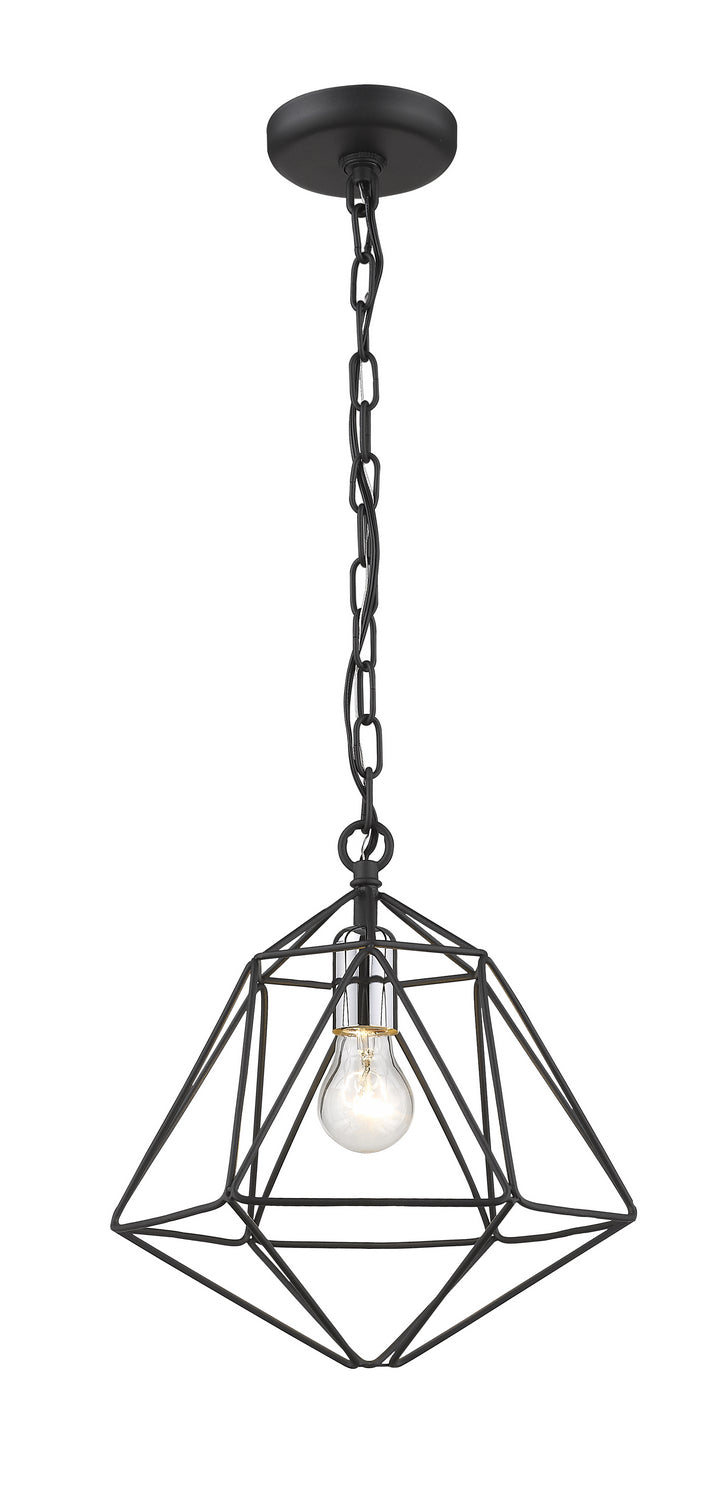 Z-Lite 918MP-MB-CH One Light Pendant, Matte Black + Chrome