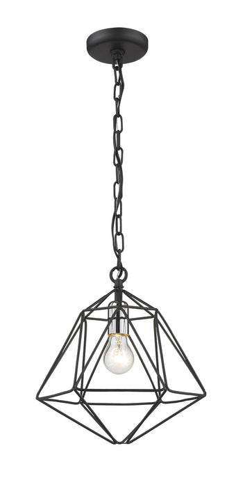 Z-Lite 918MP-MB-CH One Light Pendant, Matte Black + Chrome