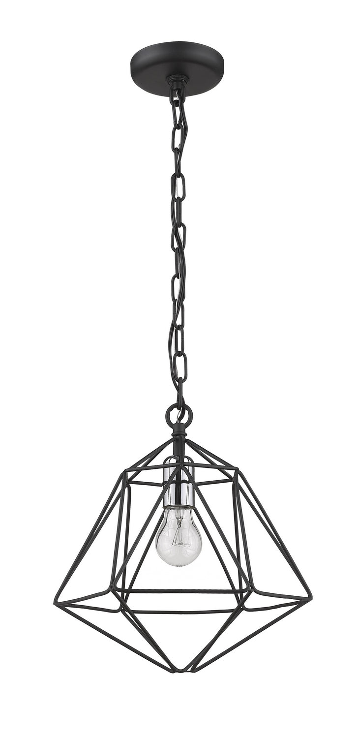 Z-Lite 918MP-MB-CH One Light Pendant, Matte Black + Chrome