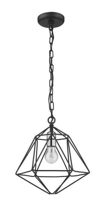 Z-Lite 918MP-MB-CH One Light Pendant, Matte Black + Chrome