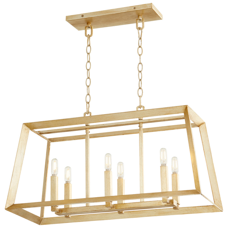 Cyan 10381 Six Light Island Pendant, Aged Silver Leaf