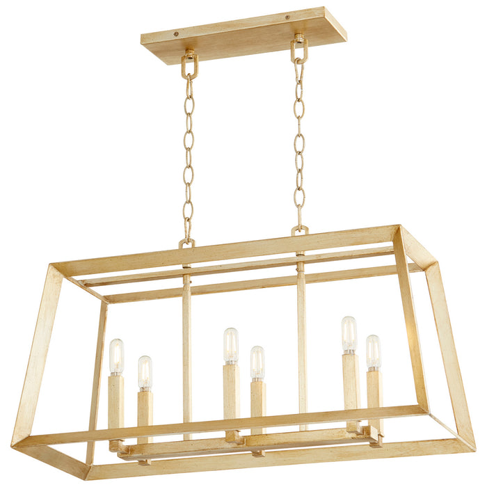 Cyan 10381 Six Light Island Pendant, Aged Silver Leaf