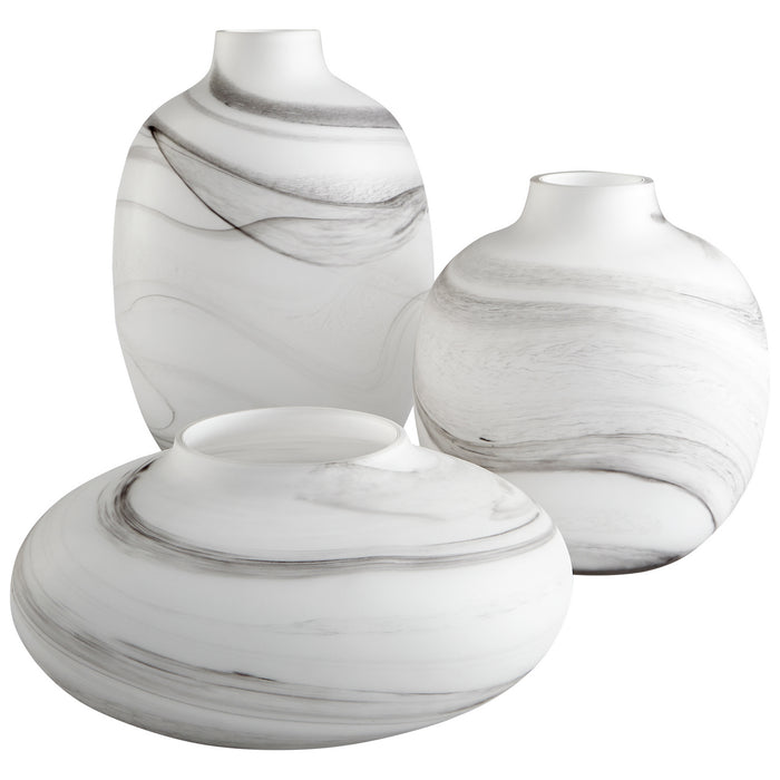 Cyan 10468 Vase, White And Black Swirl