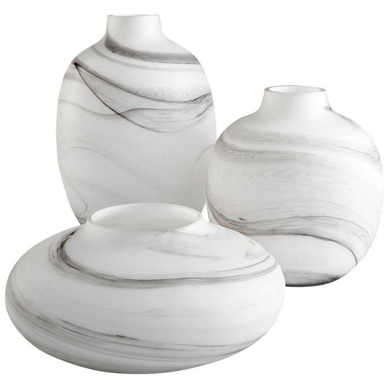 Cyan 10469 Vase, White And Black Swirl