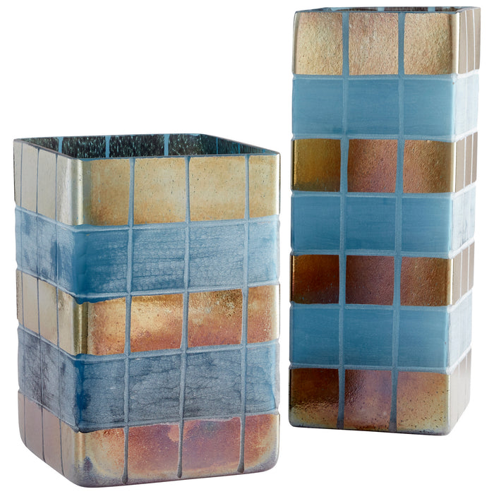Cyan 10488 Vase, Irridescent Gold And Blue