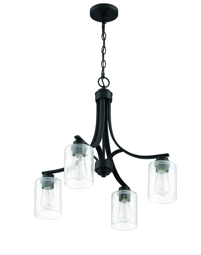 Craftmade 50524-FB Four Light Chandelier, Flat Black