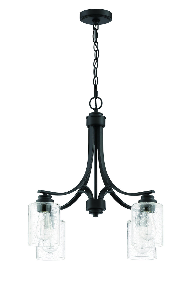 Craftmade 50524-FB Four Light Chandelier, Flat Black