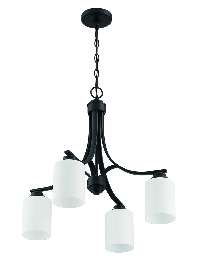 Craftmade 50524-FB-WG Four Light Chandelier, Flat Black