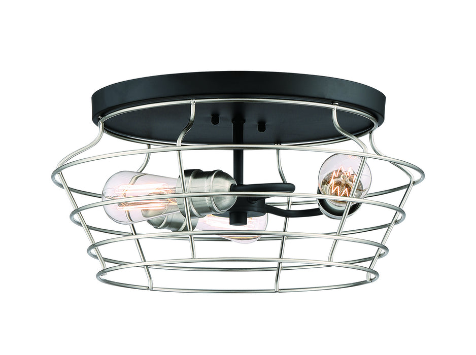 Craftmade 50683-FBBNK Three Light Flushmount, Flat Black/Brushed Polished Nickel