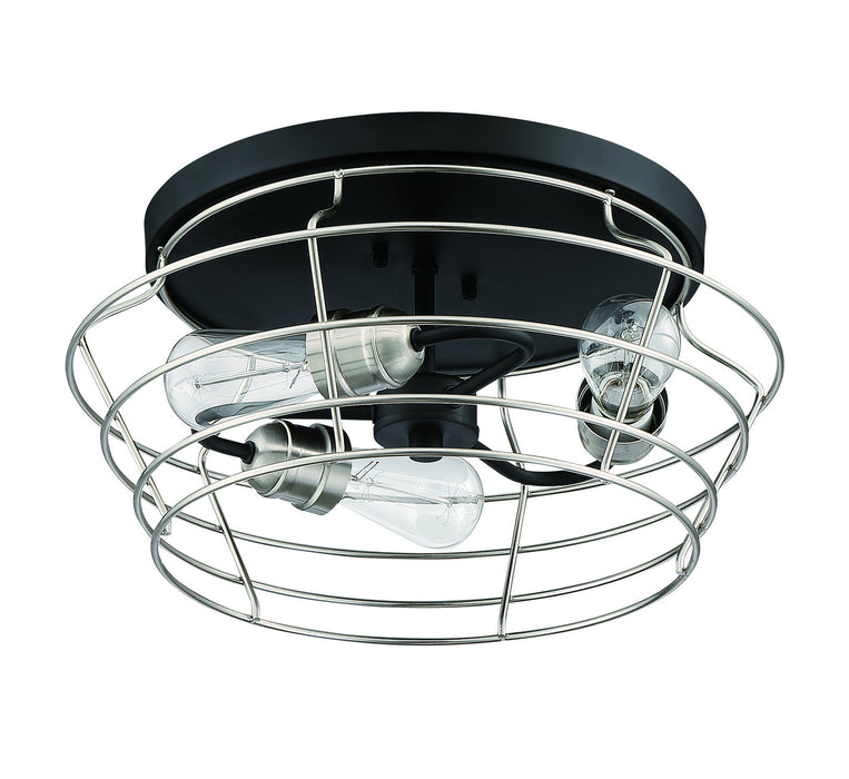 Craftmade 50683-FBBNK Three Light Flushmount, Flat Black/Brushed Polished Nickel