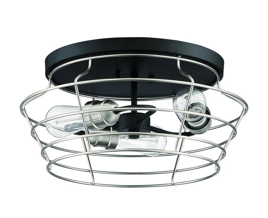 Craftmade 50683-FBBNK Three Light Flushmount, Flat Black/Brushed Polished Nickel