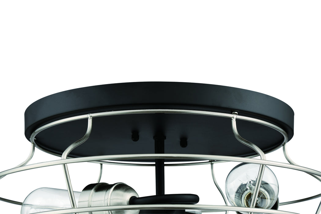 Craftmade 50683-FBBNK Three Light Flushmount, Flat Black/Brushed Polished Nickel