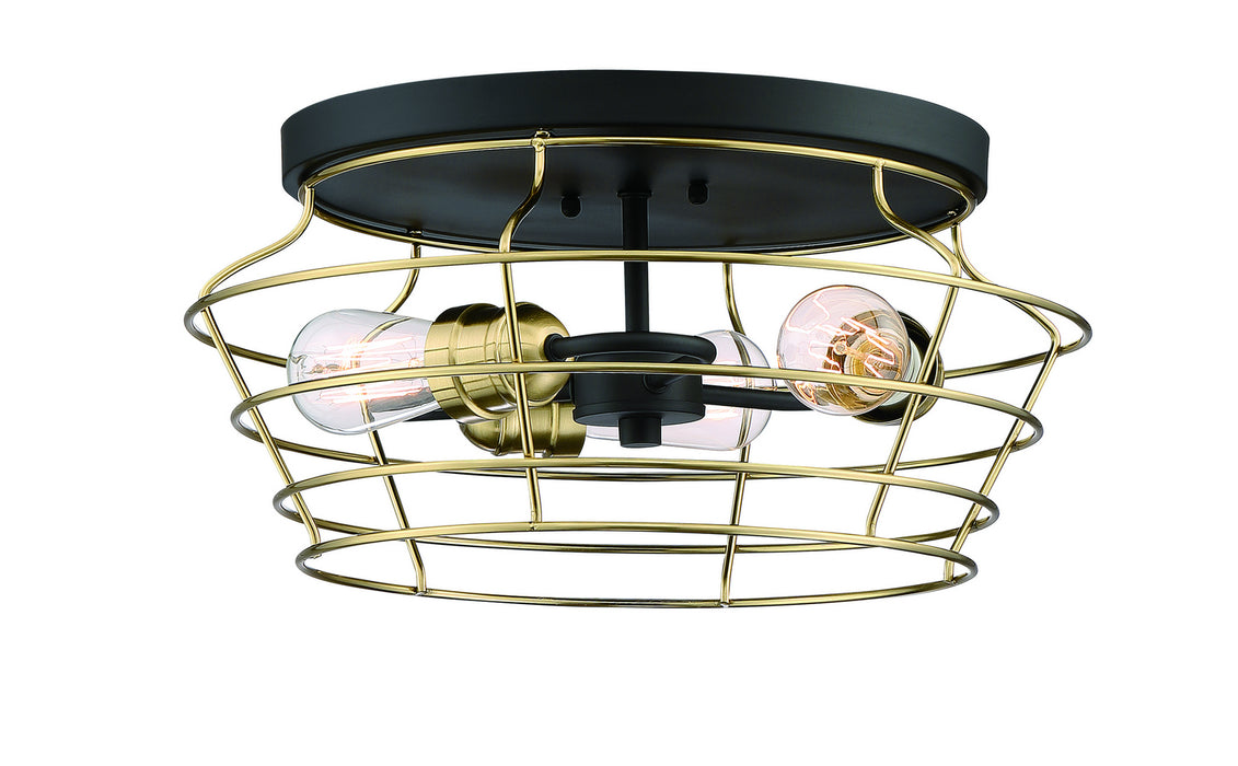 Craftmade 50683-FBSB Three Light Flushmount, Flat Black/Satin Brass