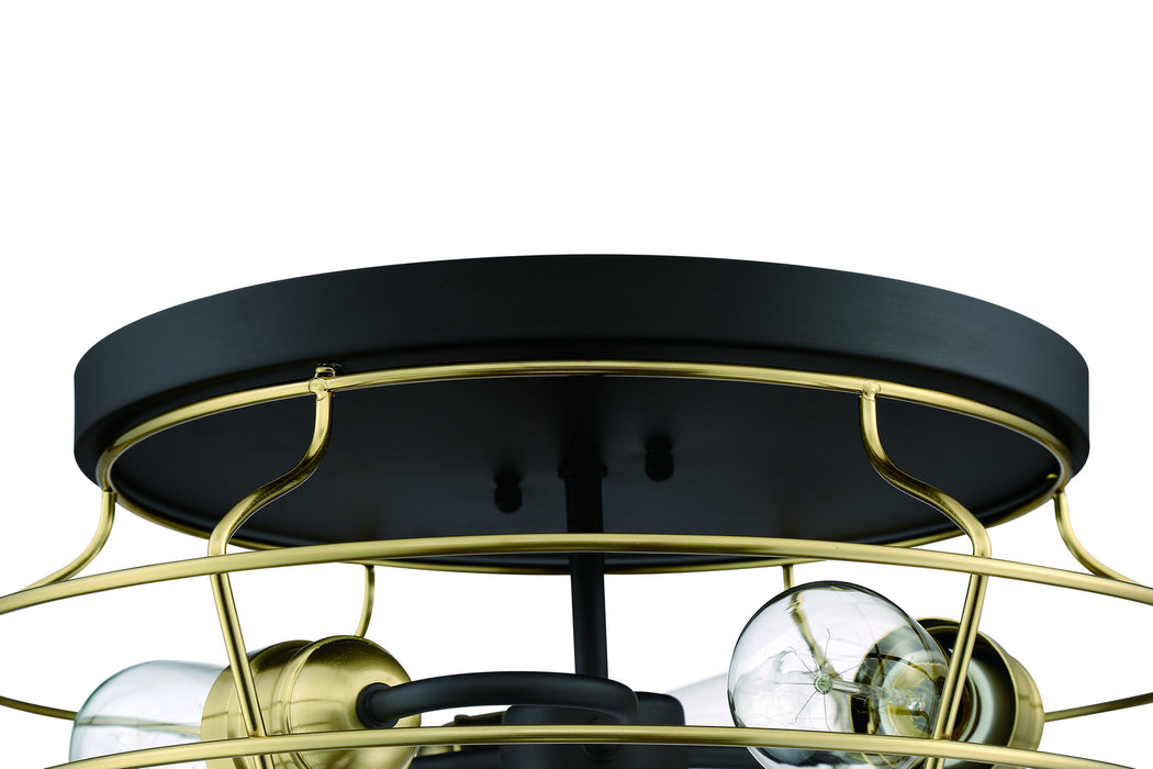 Craftmade 50683-FBSB Three Light Flushmount, Flat Black/Satin Brass