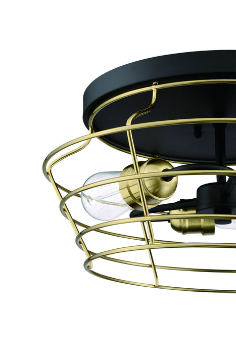 Craftmade 50683-FBSB Three Light Flushmount, Flat Black/Satin Brass