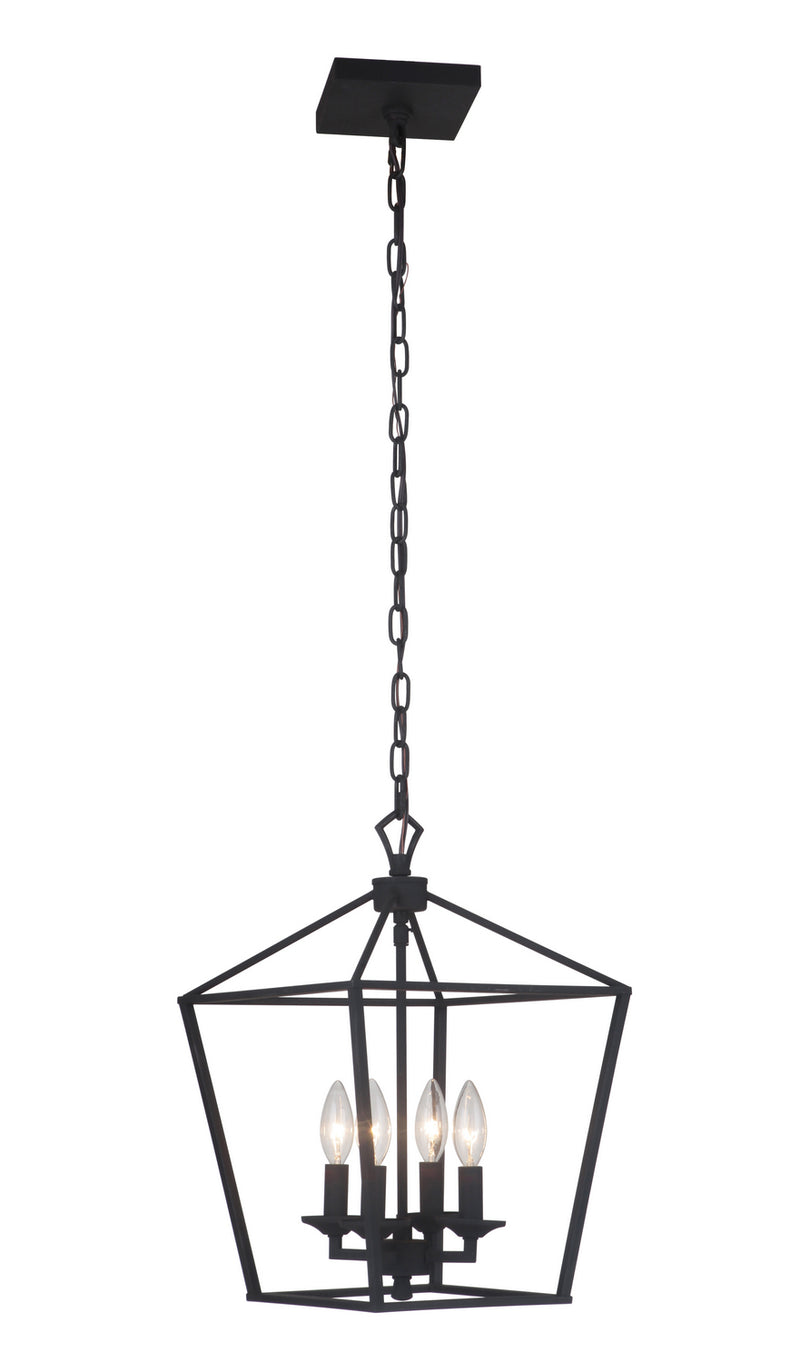 Craftmade 52934-FB Four Light Foyer Pendant, Flat Black