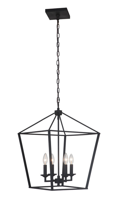 Craftmade 52935-FB Four Light Foyer Pendant, Flat Black