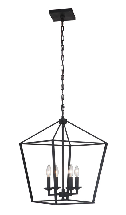 Craftmade 52935-FB Four Light Foyer Pendant, Flat Black