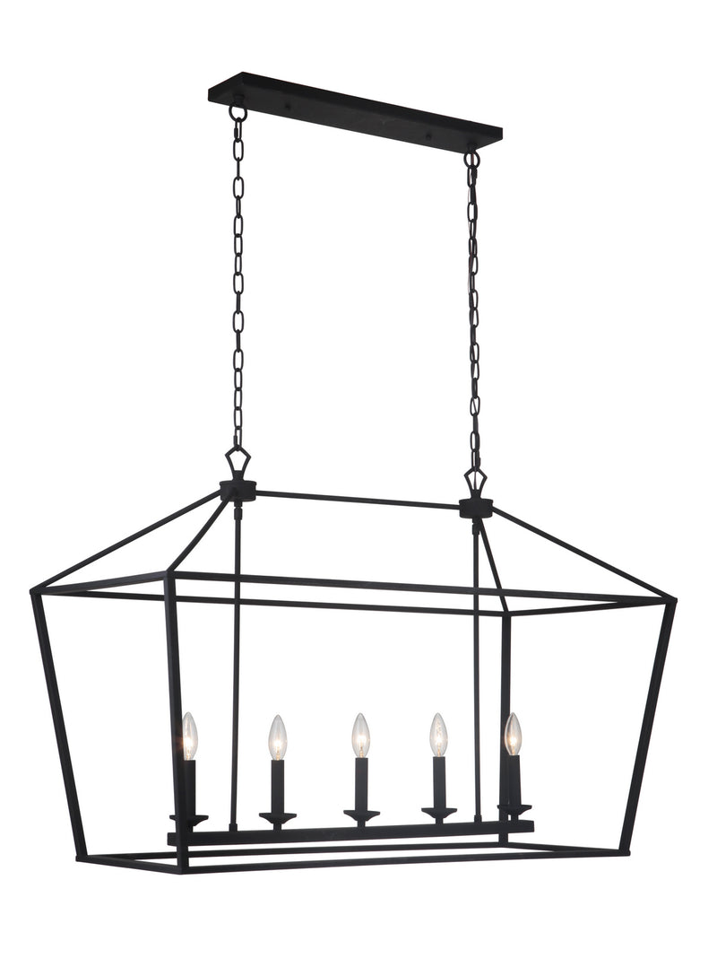 Craftmade 52975-FB Five Light Island Pendant, Flat Black