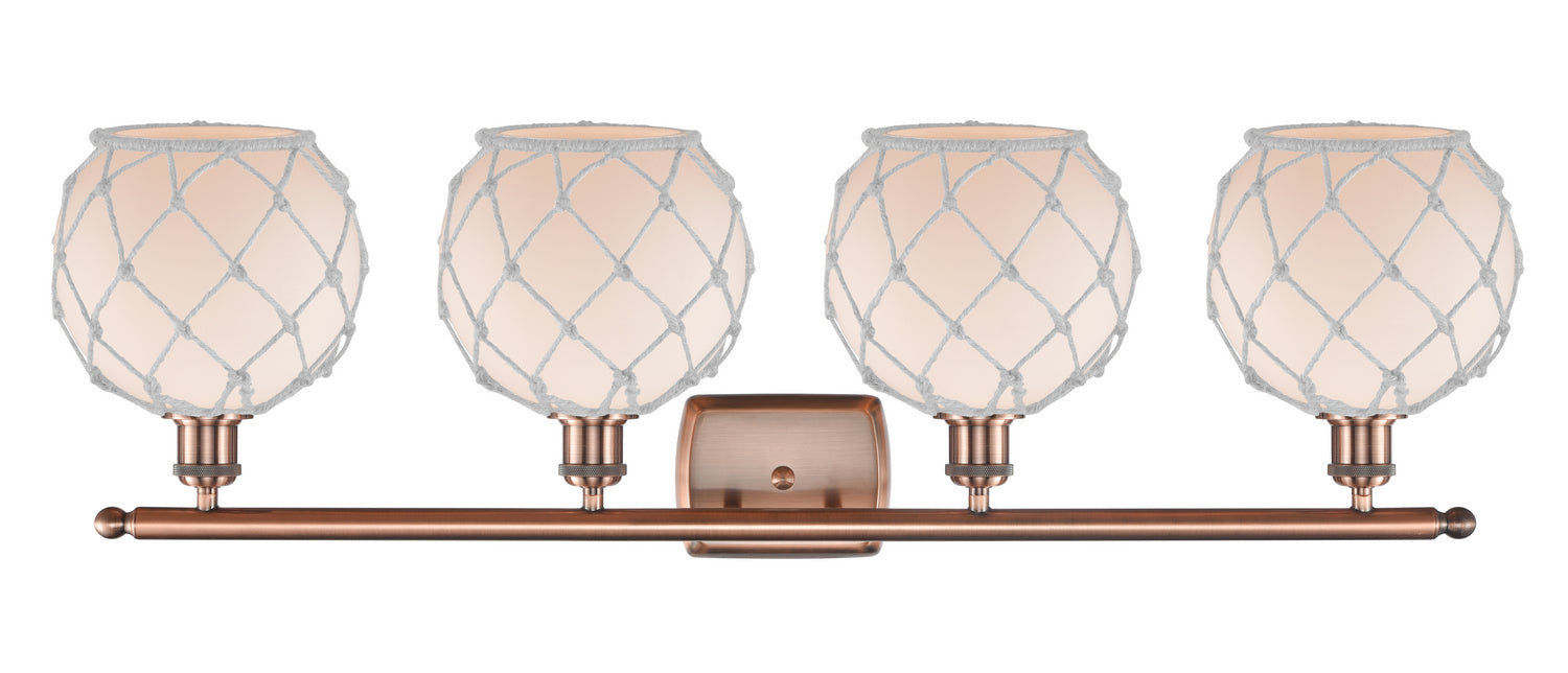Innovations 516-4W-AC-G121-8RW Four Light Bath Vanity, Antique Copper